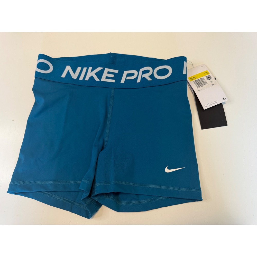 Nike Pro Womens 3 Inch Training Shorts Teal Blue CZ9857-301 Small NWT
